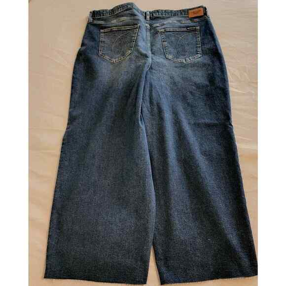 Calvin klein boho high rise wide leg cropped raw released hem jeans plus size 20 - Picture 10 of 12